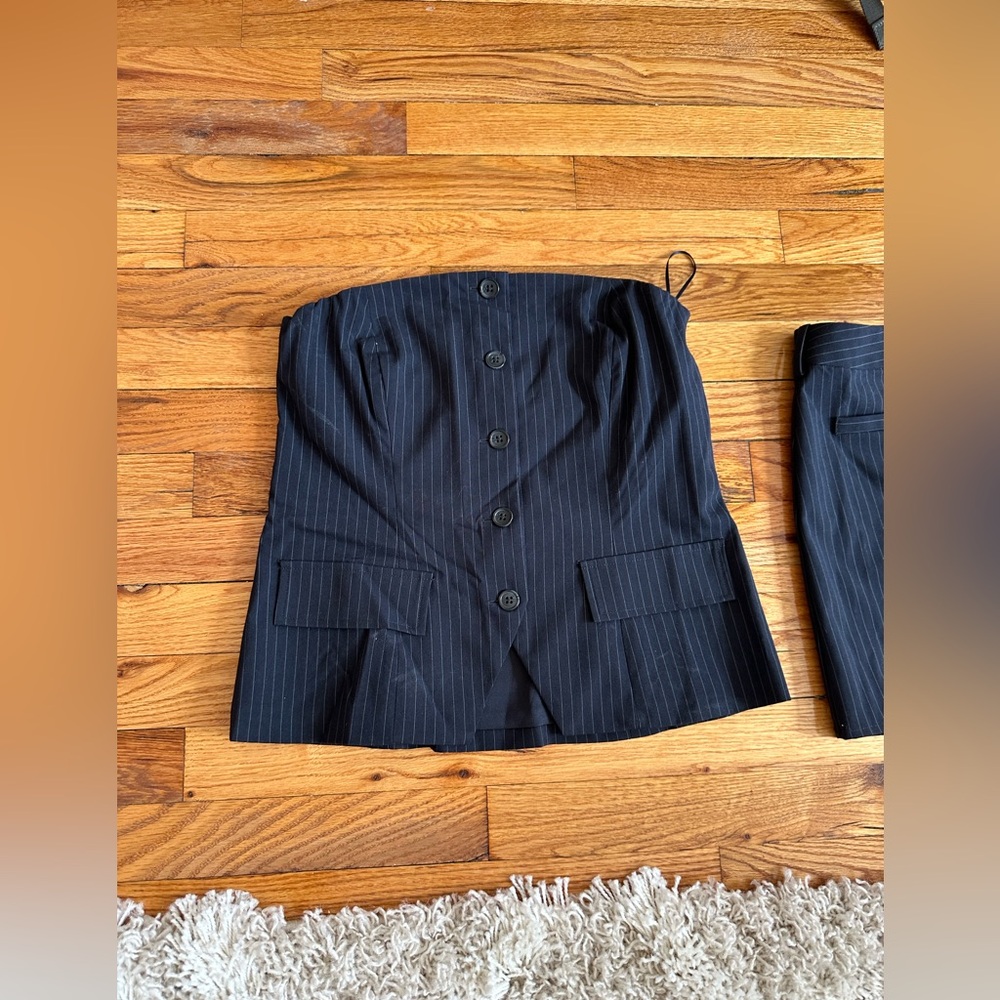 Pinstripe Strapless Top and Skirt Set size small